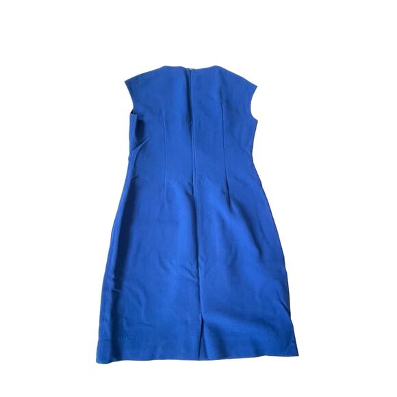 Lafayette 148 Wool Sheath Dress Ruched Cobalt Blue Professional 8 EUC - Picture 8 of 11